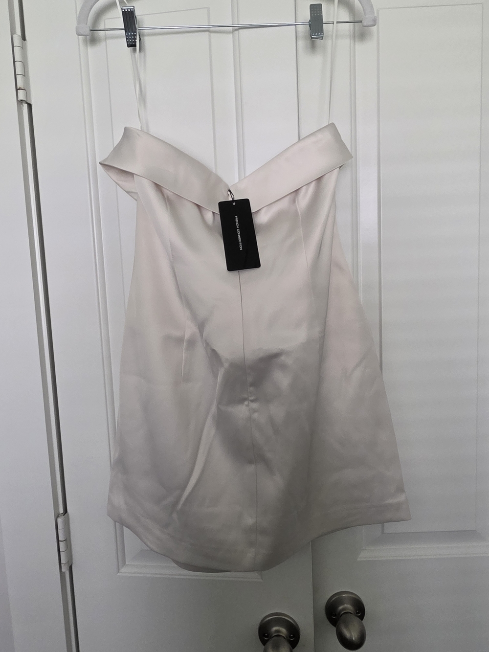 French Connection Classic Cream Satin Mini Dress US Size 10 - NWT